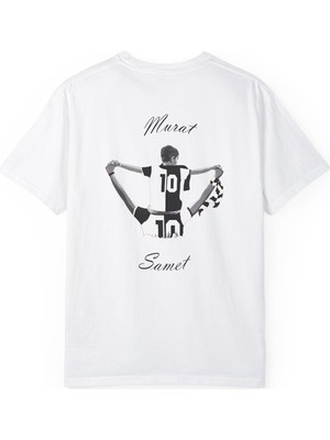 Young Fit Isim Baskılı Siyah Beyaz Taraftar Tişört %100 Pamuk