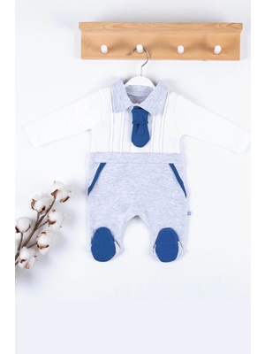 Beruflic Kravat Aksesuarlı Ayaklı % 100 Pamuklu Erkek Bebek Tulumu