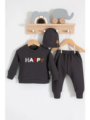 Beruflic Happy Nakışlı 2'li Pamuklu Erkek Bebek Takım