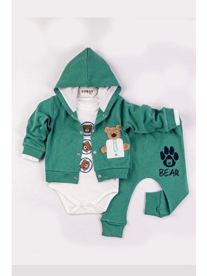 Beruflic Bear Nakışlı Kapişonlu Erkek Bebek Takım