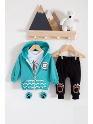Beruflic Aslan Desenli 3'lü Erkek Bebek Takımı