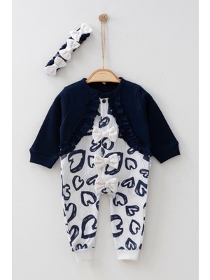 Beruflic Bolerolu Kalp Desenli % 100 Pamuk Kız Bebek Tulum