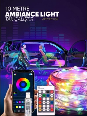 10 Metre Rgb Ses Kontrollü Kumandalı Telefon Kontrollü Kayar Magic LED Müzik Rgb Şerit Su Geçirmez