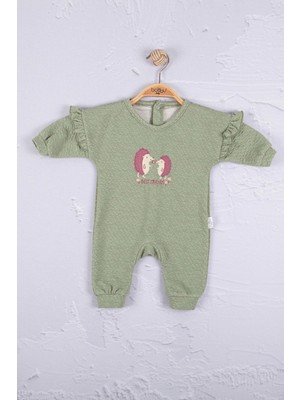 Beruflic Kirpi Nakışlı % 100 Pamuk Kız Bebek Tulum