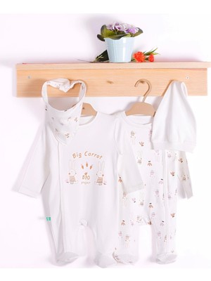 Beruflic Big Carrot Desenli Kız Bebek 4'lü Tulum Seti