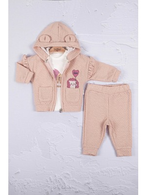 Beruflic Kirpi Nakışlı Pamuk 3'lü Kız Bebek Takım