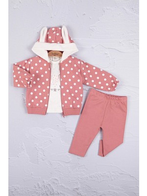 Beruflic Tavşan Kulaklı Puanlı 3'lü Kız Bebek Takım