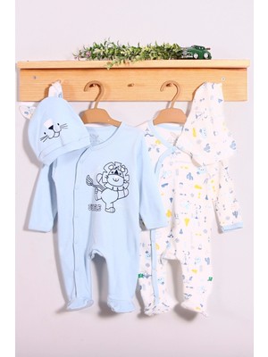 Beruflic Mini Jungle Aslan Desenli Erkek Bebek 4'lü Tulum Seti