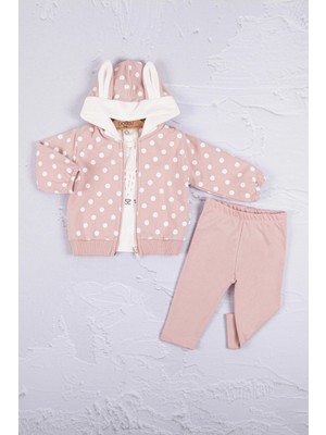 Beruflic Tavşan Kulaklı Puanlı 3'lü Kız Bebek Takım