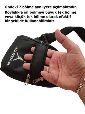 Outlet Çarşım Jordan Üç Bölmeli Erkek Siyah Çapraz Omuz Çantası Bodybag