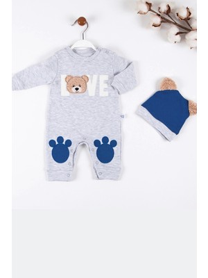 Beruflic Love Bear Nakışlı % 100 Pamuk Erkek Bebek Tulumu