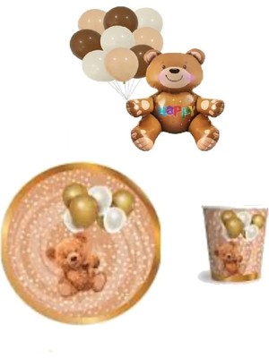 Bkmc Party Retro Ayıcıklı Doğum Günü Parti Seti Süsü