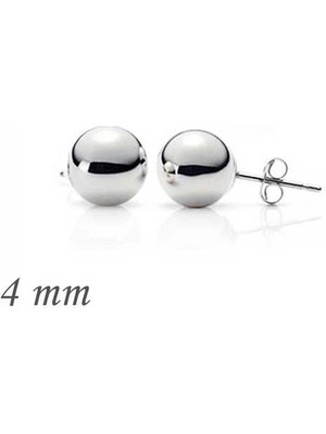 Pileli Store Pilelistore 925 Ayar Gümüş Top Küpe - 4 mm