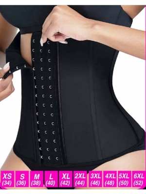 XS-S-M-L-XL-2XL-3XL-4XL-5XL-6XL Beden Askısız Toparlayıcı Lateks Korse Siyah
