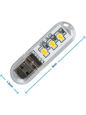 Roboyol Store Mini USB LED Lamba 5730 Smd 3 LED Anahtarlık Portatif Taşınabilir Gece Lambası Masa Aydınl.kamp