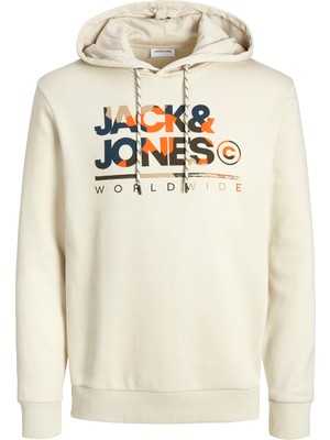 Jack & Jones Jack Jones Yazı Baskılı Kapüşonlu Erkek Sweatshirt 12256821