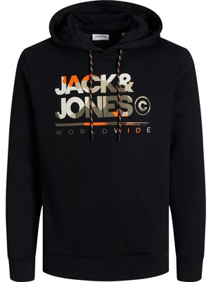 Jack & Jones Jack Jones Yazı Baskılı Kapüşonlu Erkek Sweatshirt 12256821