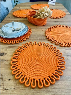 Jüt Hasır Amerikan Servis Supla ve Sepet 7 Parça