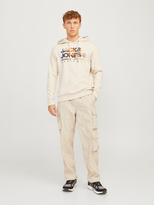 Jack & Jones Jack Jones Yazı Baskılı Kapüşonlu Erkek Sweatshirt 12256821