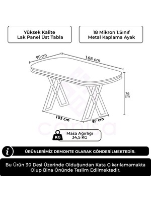 Canisa Afe Serisi 90X168 cm Lak Panel Masa