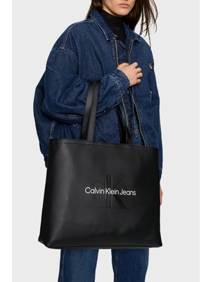 Calvin Klein Logolu Büyük Çanta K60K61222201R Kadın Çanta K60K612222 01R