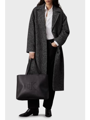 Calvin Klein Logolu Büyük Çanta K60K612724BEH Kadın Çanta K60K612724 Beh