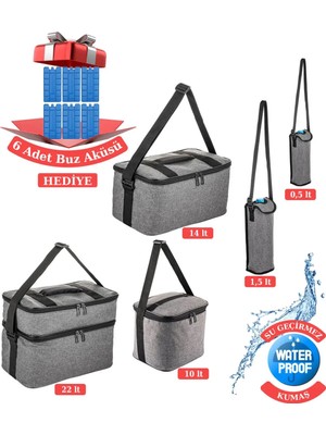 NS Reliable Kamp Piknik Termal Soğutucu Yalıtımlı Buzluk Termos Çanta 5’li Set - 960 Gri