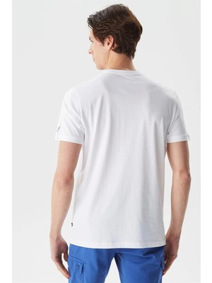 Nautica % 100 Pamuk Tasarım Baskılı Bisiklet Yaka Standart Fit T Shirt Erkek T Shirt V35529T 1bw