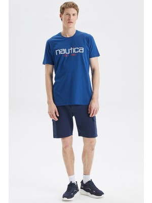 Nautica Baskılı % 100 Pamuk Standart Fit Bisiklet Yaka T Shirt Erkek T Shirt V35527T 4es