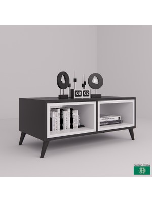 Barisbo Design Orta Sehpa Modern Açık Raflı Beyaz&Antrasit