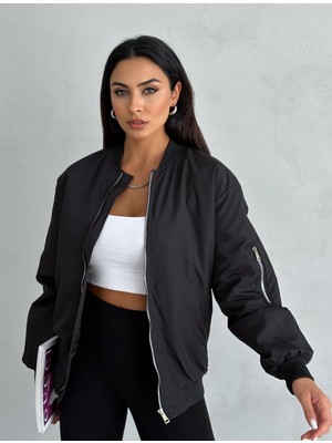 Moda Armanc Unisex Siyah Oversize Bomber Ceket