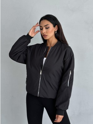 Moda Armanc Unisex Siyah Oversize Bomber Ceket