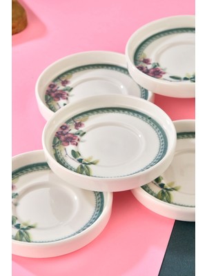 Cooker Lüks Porselen Desenli 6 Lı Çay Tabağı Bardak Altı