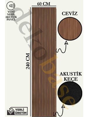 Base 60X240 cm Ceviz Renk Akustik Ahşap Duvar Paneli