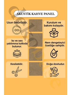 Base 40X40 Kahve Renk Akustik Ahşap Duvar Paneli