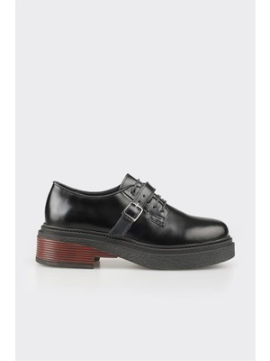 Elle Siyah Deri Kadın Günlük Ayakkabı