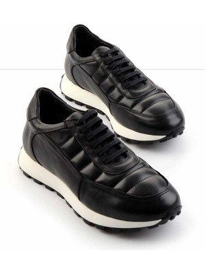 Bambi Siyah  Deri Erkek Sneaker E01757709303
