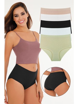 Sensu Kadın Fitilli Soft Renkler 5Li Yüksek Bel Külot Set - Kts3054