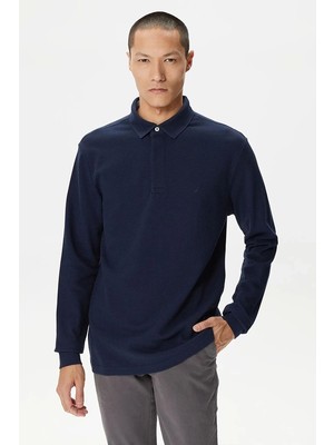 Nautica Erkek Lacivert Uzun Kollu Polo Sweatshirt