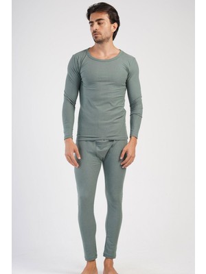 Erkek Termal Içlik Haki Takım Çift Taş Işleme Şardonlu Yumuşak Doku C8T5N1O504
