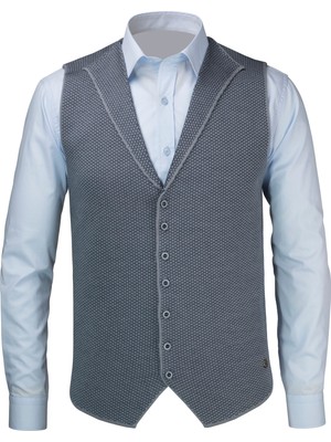 Çizgi Triko Erkek Düğmeli Spor / Klasik Triko Örme Kolsuz Yelek - 5001LS