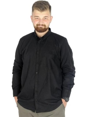 Superxl Erkek Oversize Siyah Keten Sweatshirt Kapüşonlu ve Kanguru Cebli Tasarım