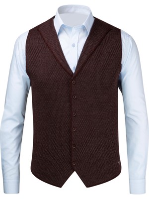 Çizgi Triko Erkek Düğmeli Spor / Klasik Triko Örme Kolsuz Yelek - 5001LS