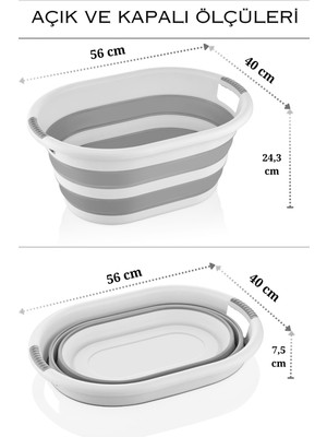 Home Desing Katlanabilir Silikon Çamaşır Sepeti Lüx Sepet, Çok Amaçlı Düzenleyici 25 L  Katlanır Sepet
