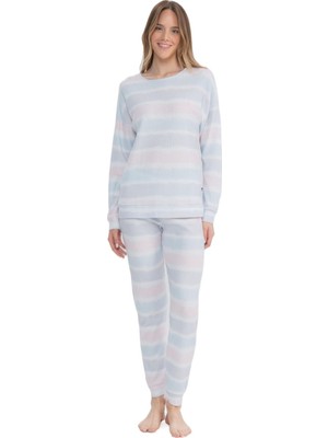 U.S. Polo Assn. 17095 Kadın Baskılı Uzun Kollu Pijama Takım