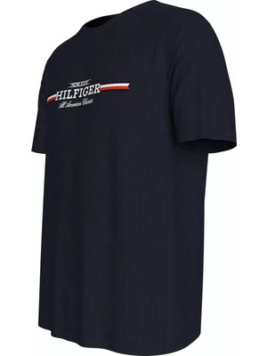 Tommy Hilfiger Erkek Hılfıger Chest Strıpe Tee T-Shirt-Lacivert