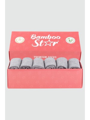 Bamboo Star Bambu Kadın Lastiksiz Gri Soket Dikişsiz Premium Çorap 3'lü Paket Sıkmayan Çorap - Iz Bırakmaz