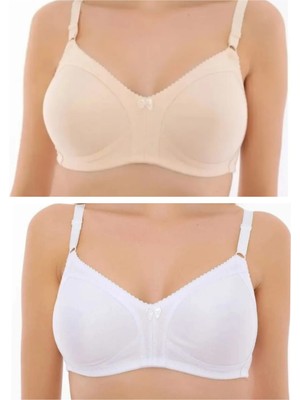 Nariya Kadın Büyük Beden Pamuklu D Cup Toparlayıcı Penye 2'li 2 Adet Toplayıcı Sütyen Günlük Rahat Iç Giyim