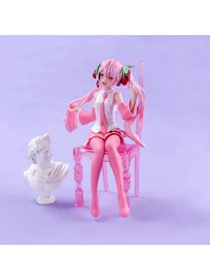 Çılgıntrend Hatsune Miku Kawaiii Sakura Kız Sandalyede Oturan Figür Modeli 15 cm