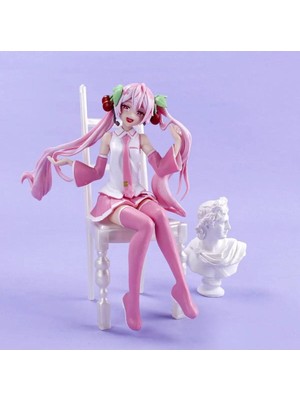 Çılgıntrend Hatsune Miku Kawaiii Sakura Kız Sandalyede Oturan Figür Modeli 15 cm